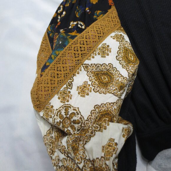 NWT FREE PEOPLE womens SHIRT boho BLACK blouse TOP ribbed CROPPED size M - Picture 13 of 16